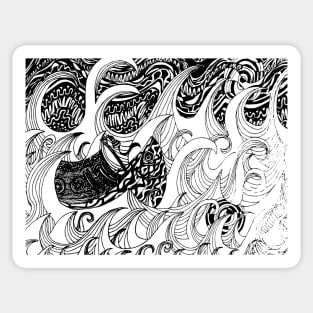 Boat In The Night / Psychedelic Abstract Stormy Sea Sticker